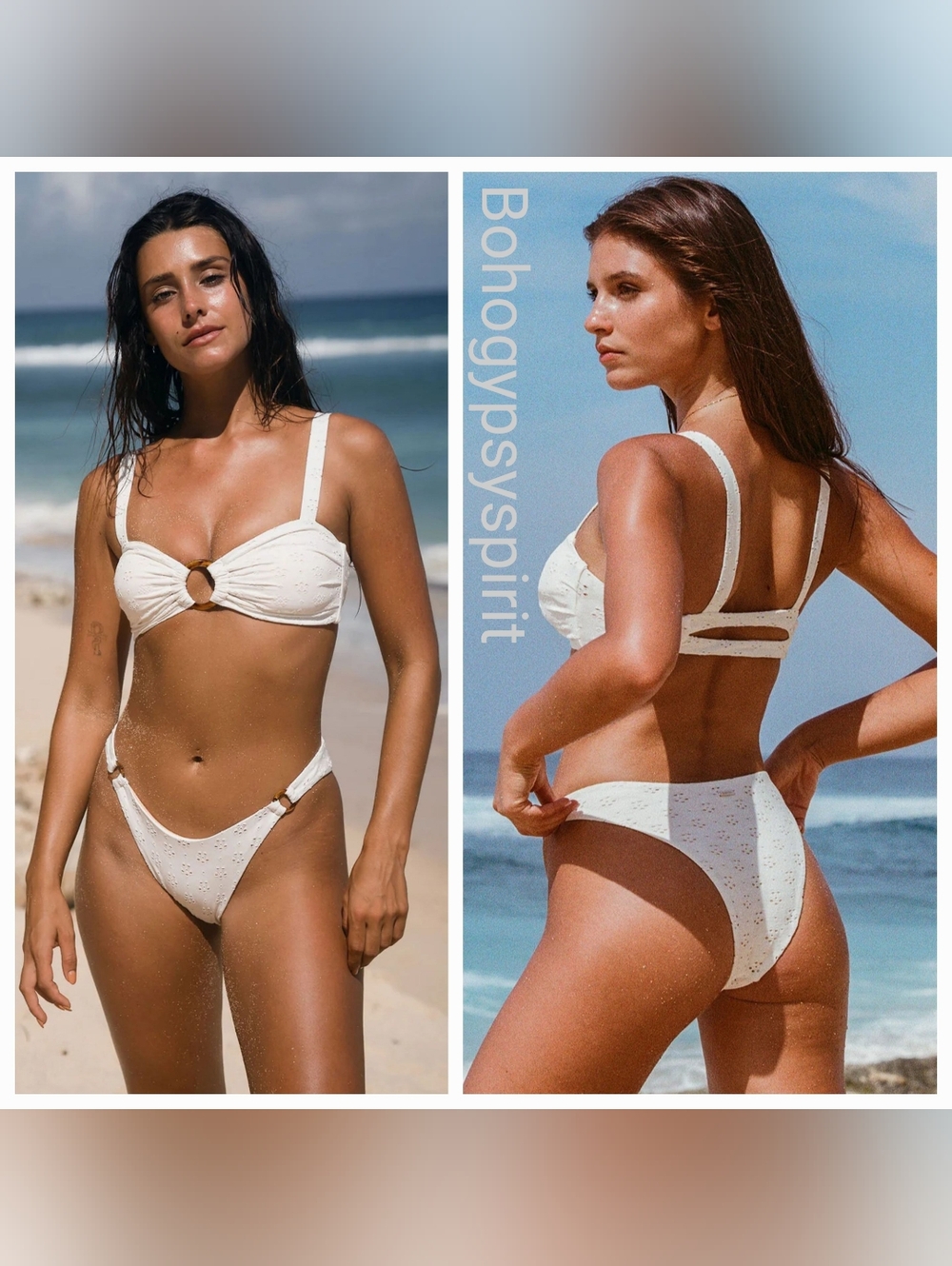 $78 Berlook Ruched Floral Cutout Bikini top & O-Ring High Cut Bikini…
